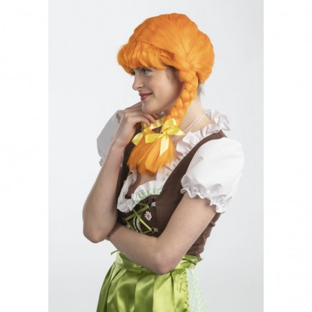 Bavāriešu meitene/Octoberfest parūka, oranža ar čolku 