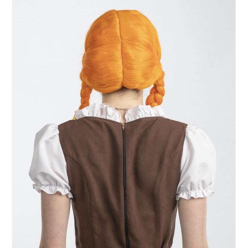 Bavāriešu meitene/Octoberfest parūka, oranža ar čolku 