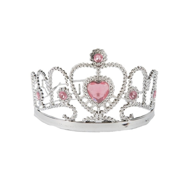 Princeses tiāra/kronis ar rozā dārgakmeņiem, sudrabā 
