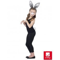 Zaķīša komplekts - austiņas, astīte, deguns -  pelēkais, bērnu izmērs