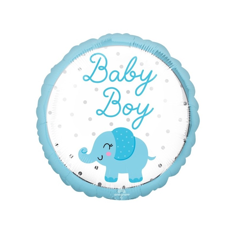 Folija balons “Baby Boy Zilonis”, zils, apaļš, 43cm, S40