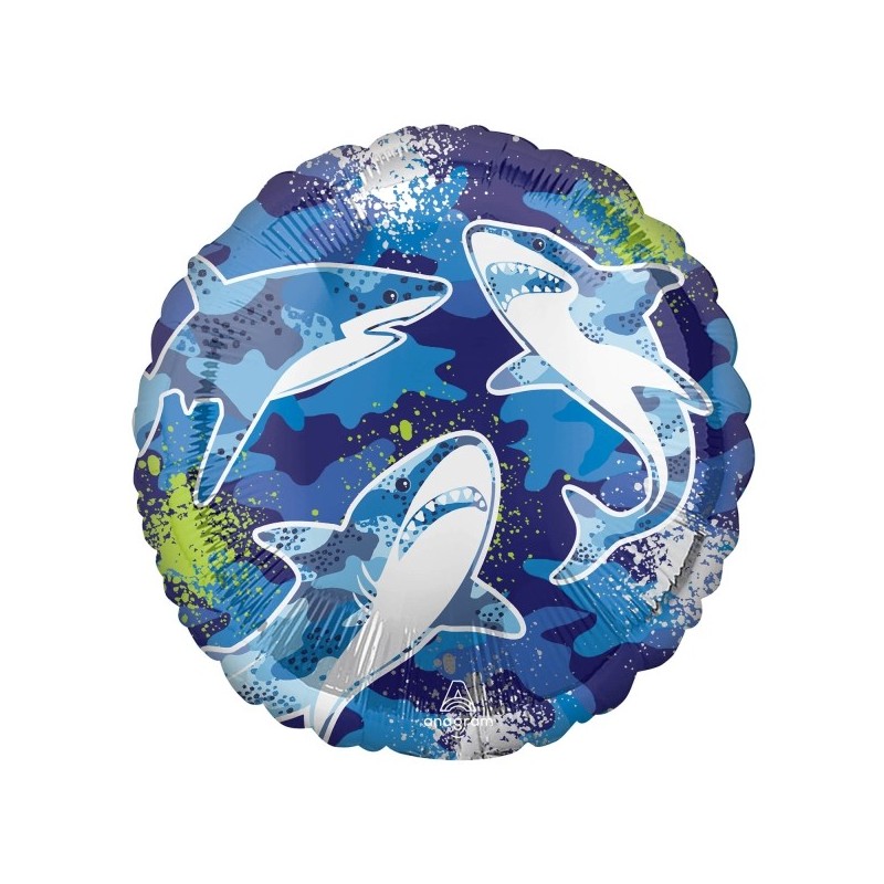 Шар "Акула" фольгированный, круглый, 43см, S40