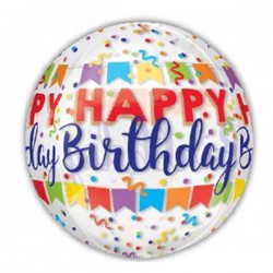 Caurspīdīgs hēlija balons “Dzimšanas dienas baneris”,  Orbz 40 x 40cm, G20