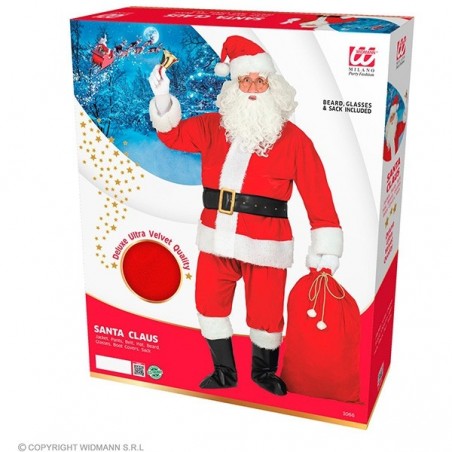 ZIEMASSVĒTKU VECĪŠA KOSTĪMS L/XL (žakete, bikses, josta, cepure, bārda, brilles, zābaku pārvalki, maiss)