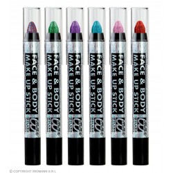 "GLITTER MAKEUP PENCILS" display box - 3,5 ml - 6 colors ass.: red, blue, green, purple, pink, multi