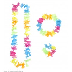 Havajiešu virtenes komplekts (krelles, vainags aproce) multikrāsas