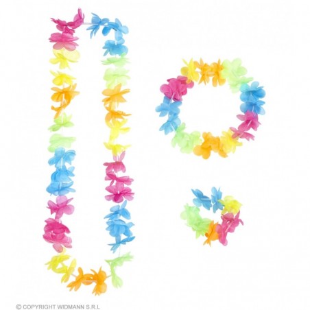 Havajiešu virtenes komplekts (krelles, vainags aproce) multikrāsas