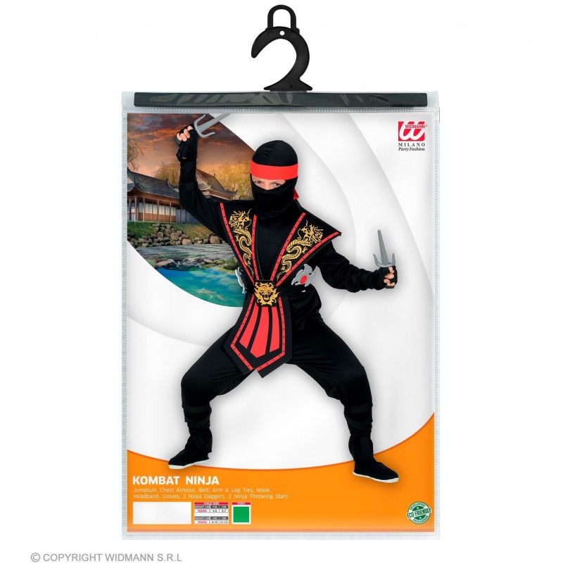 “KOMBAT NINJA AR IEROČIEM” – puišu kostīms (kombinezons, priekšauts, josta, roku un kāju saites, galvas maska un  lakats, cimdi)