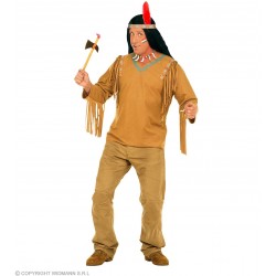 Apači indiāņa tērps pieaugušajiem – krekls un galvasrota ar spalvu, izmērs  L/XL