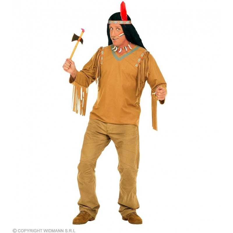 Apači indiāņa tērps pieaugušajiem – krekls un galvasrota ar spalvu, izmērs  L/XL