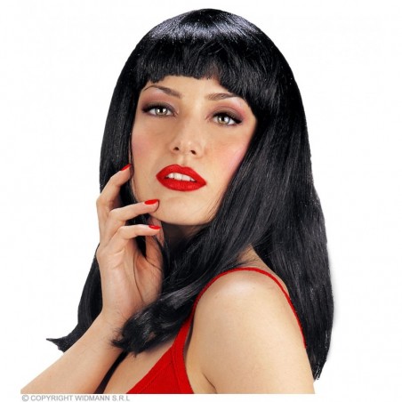Melna pusgara parūka, taisna ar čolku