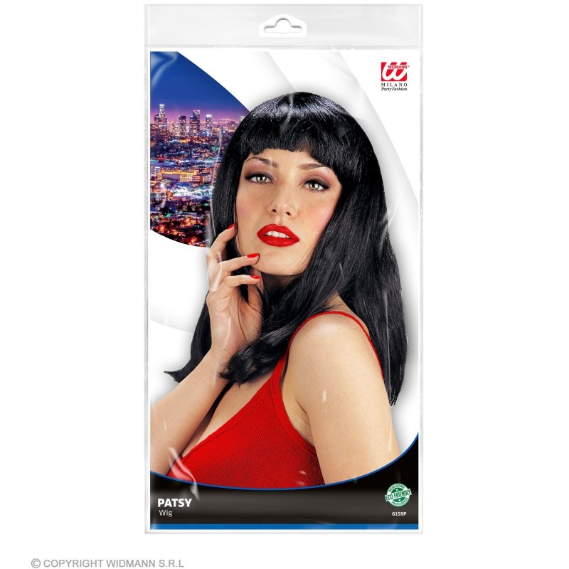 Melna pusgara parūka, taisna ar čolku