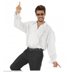 Baltais krekls ar žabo pieaugušajiem, izmērs M/L / XL viduslaiku, renesanses, koloniālajam, gotiskajam, meksikāņu, pirātu, vampī