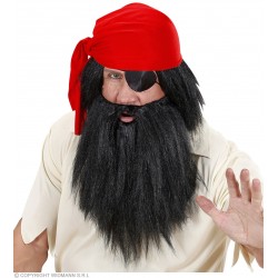 Pirātu melna parūka un barda