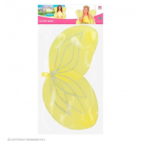 Tauriņa spārni dzelteni ar sudraba dekoru, 58 x 46 cm