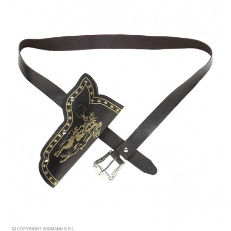 Kovboju pistoles turētājs, melns ar zeltu apdruku, bērnu izmērs