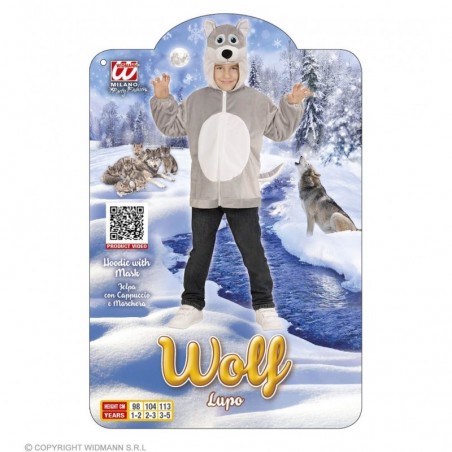 Vilka maska - plīša jaka ar kapuci, izmērs:  113 cm (3-5 gadi)