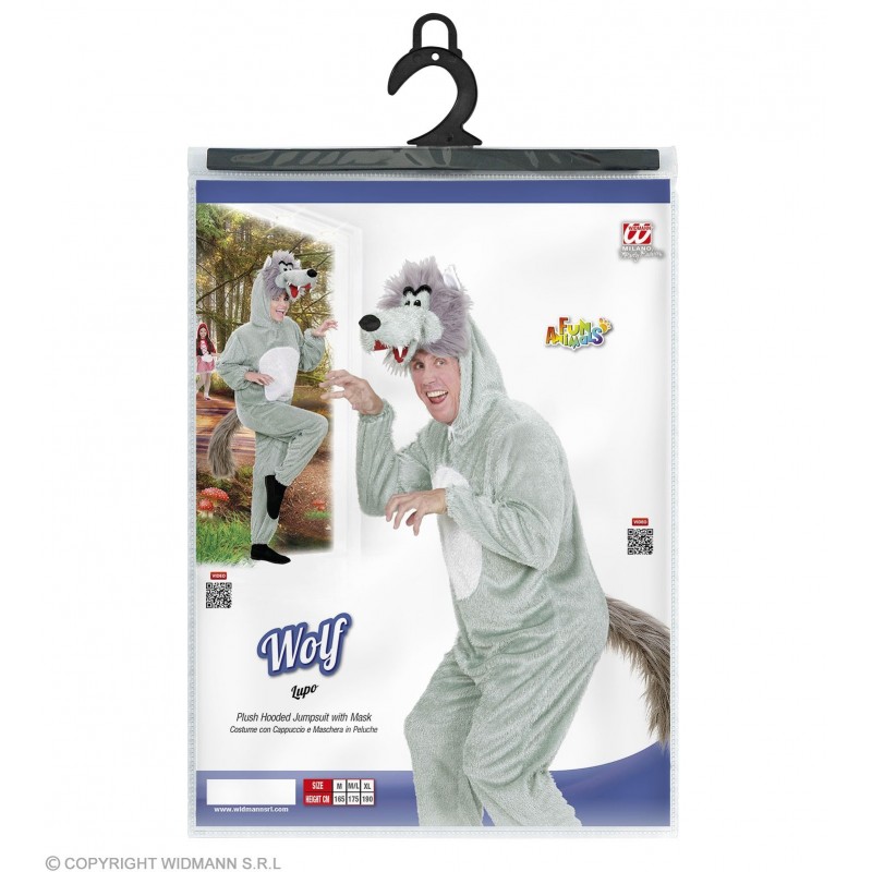 Vilka kostīms pieaugušajiem  (kombinezons ar kapuci un masku), M/L (175 cm)