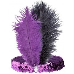 Galvas lente ar divām spalvām un dimantu Čarlston stilā, 6 krāsas pēc izvēles 