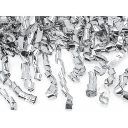 Plaukšķene-konfeti ar 1m strēmelēm, sudraba, 40 cm  