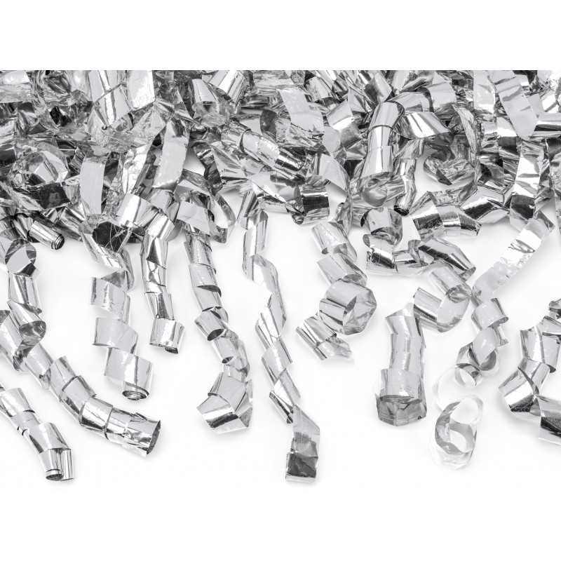 Хлопушка-конфетти с лентами 1 метр серебряного цвета, размер хлопушки 40 см  