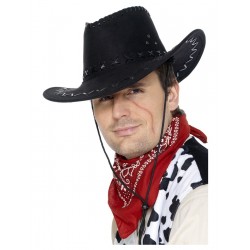 Ковбойская шляпа, черная замша, для взрослых 