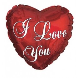 Folijas sirds formas balons "I Love You Script", sarkans, 43 cm 