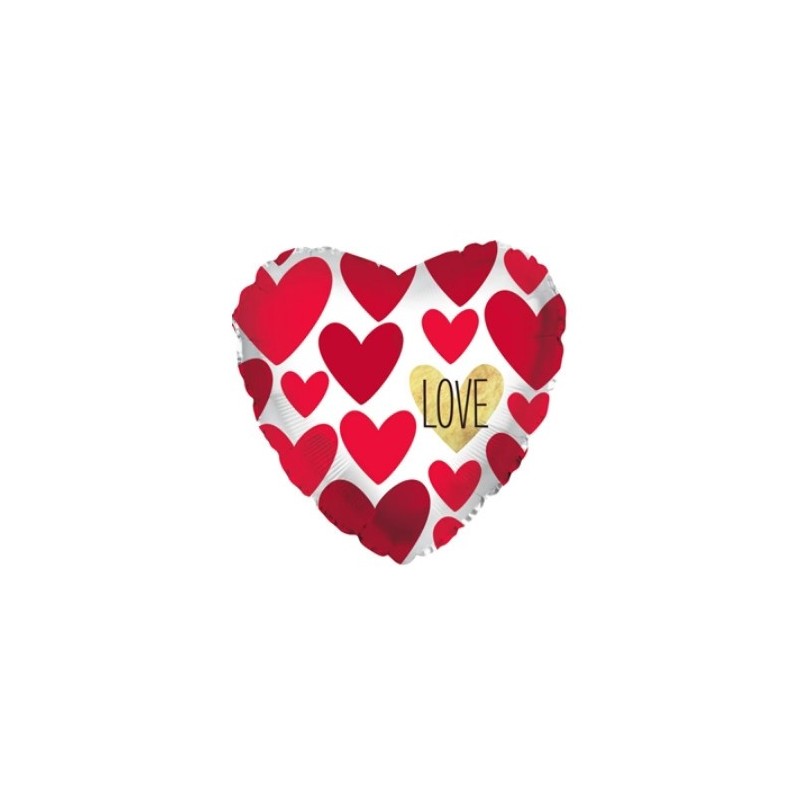 Folijas sirds formas balons "Love You On A Gold Heart", 43 cm 
