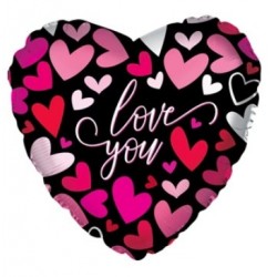Шар в форме сердца, из фольги "Love You Coral Hearts", 43 cm 