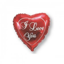 Шар в форме красного сердца ILY, фольгированный, 43 см 