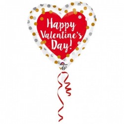 Folijas sirds formas balons "HVD Gold & Silver Dots", 43 cm 
