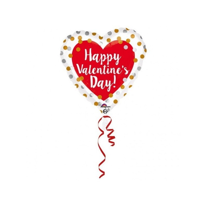 Folijas sirds formas balons "HVD Gold & Silver Dots", 43 cm 