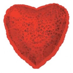 Sirds formas folija balons ar sirsniņu rakstu, sarkans, 43 cm 