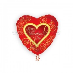 Шар в форме сердца на На День Валентина, красный с золотом, 43 cm 