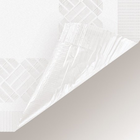 Бумажная белая скатерть с полиэтиленовой подкладкой, 137 х 274 см 