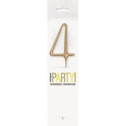 Brīnumsvecīte “4” cipara formā, 17,8 cm, zelta