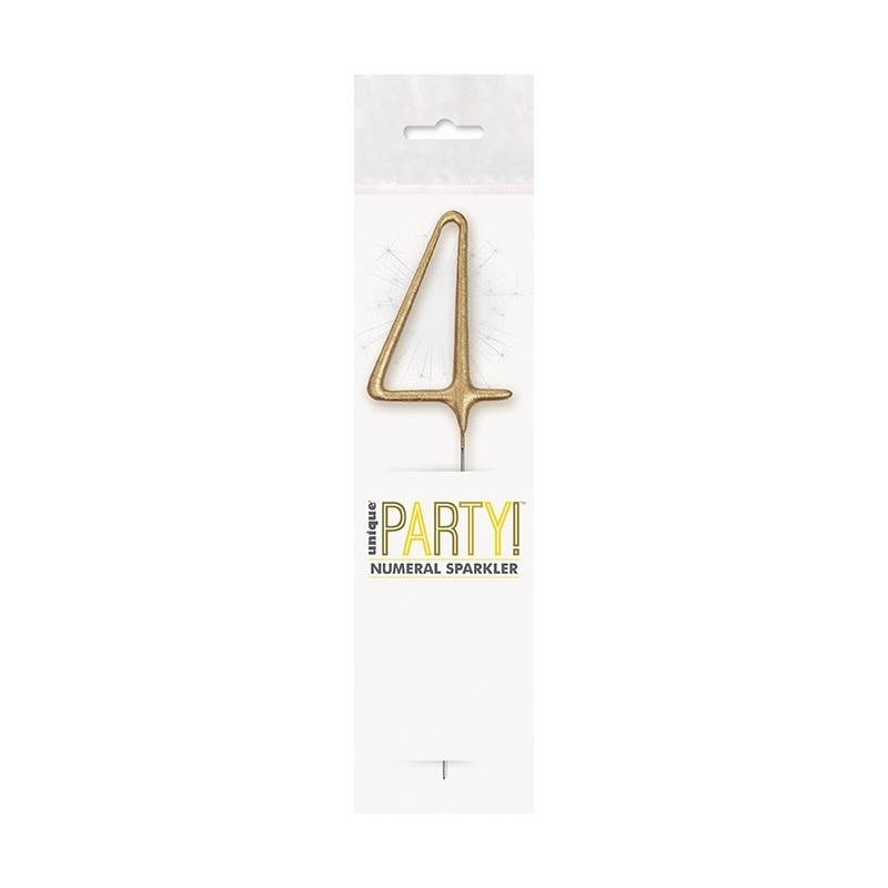 Brīnumsvecīte “4” cipara formā, 17,8 cm, zelta