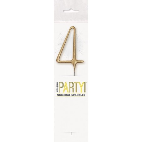 Brīnumsvecīte “4” cipara formā, 17,8 cm, zelta