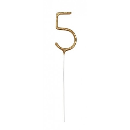 Brīnumsvecīte “5” cipara formā, 17,8 cm, zelta