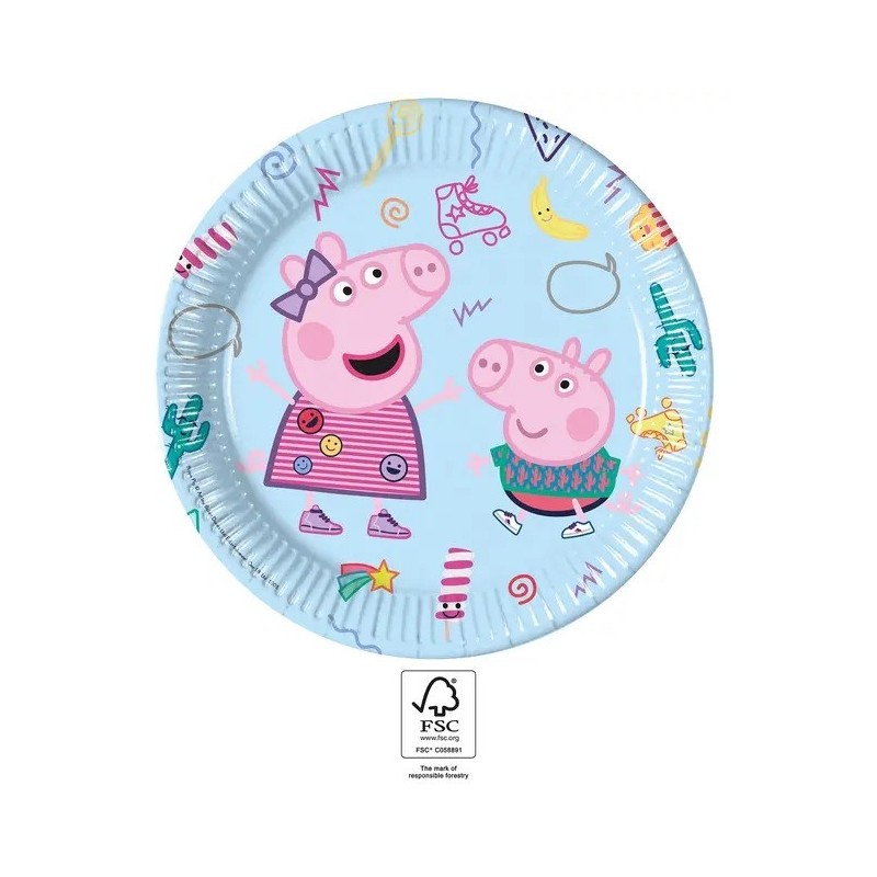 Šķivji Peppa un George, 23 cm, 8 gab