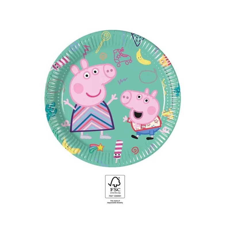 Šķivji Peppa un George, 20 cm, 8 gab