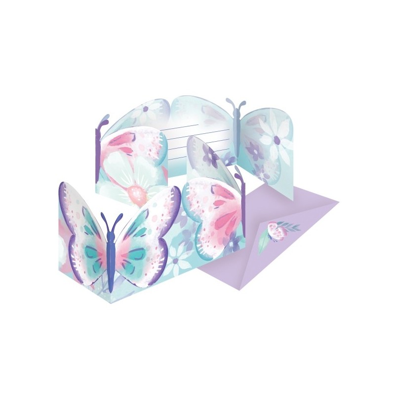 Ielūgumi "Tauriņi", kartiņa ar aploksni, 8 gab.  