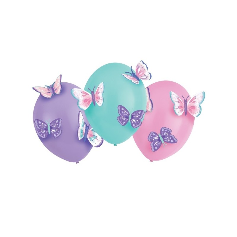 Lateksa balonu komplekts "Tauriņi" - 
3 lateksa baloni maigās pasteļkrāsās un
papīra tauriņu izgriezumi
 