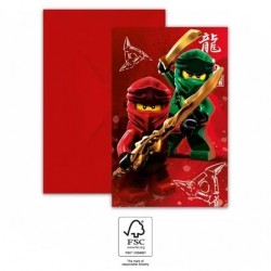 Ielūgumi "Lego® Ninjago"- kārtiņa ar aploksni, 6 gab 