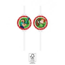 Kokteiļu salmiņi 'Minecraft' 22 cm, 4 gab, papīra