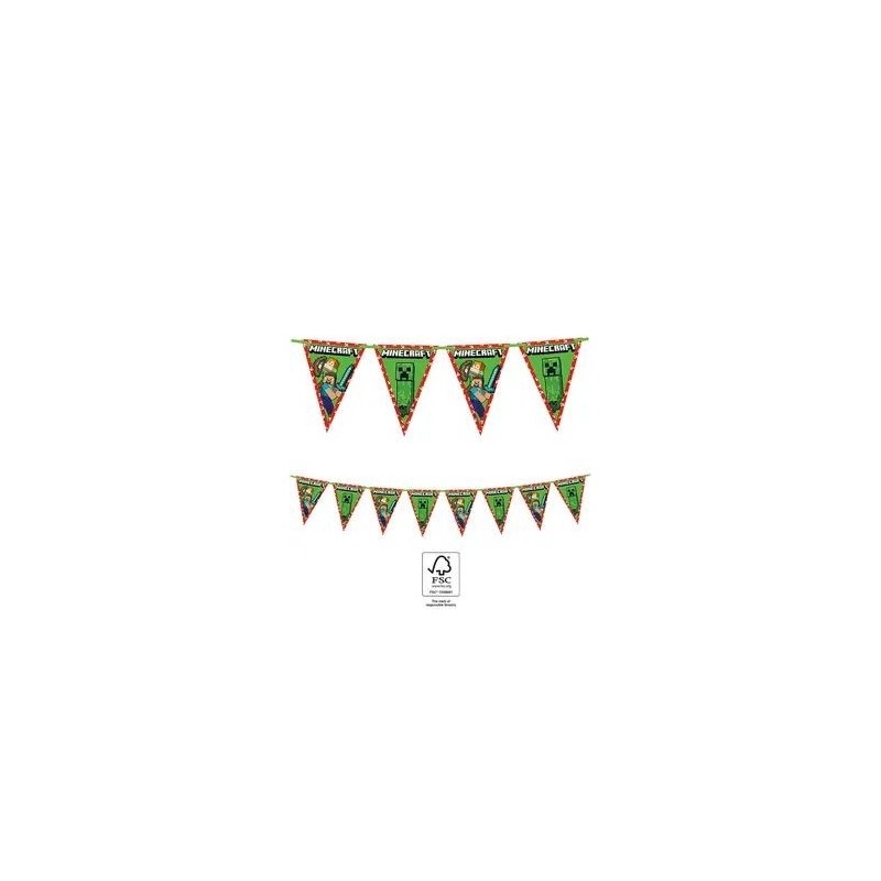 Vimpeļu (karodziņu) virtene 'Minecraft' 2,3 m, papīra