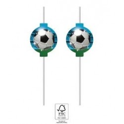 Kokteiļu salmiņi 'Futbols' 22 cm, 4 gab, papīra
