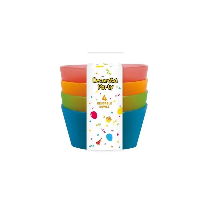 Bļodas 4 krāsas, atkārtoti lietojama plastmasa 
