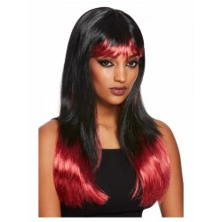 Bleeding Dip Dye Wig, Black & Red 