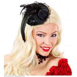 Шляпка мини-цилиндр на обруче с блёстками и сеточкой